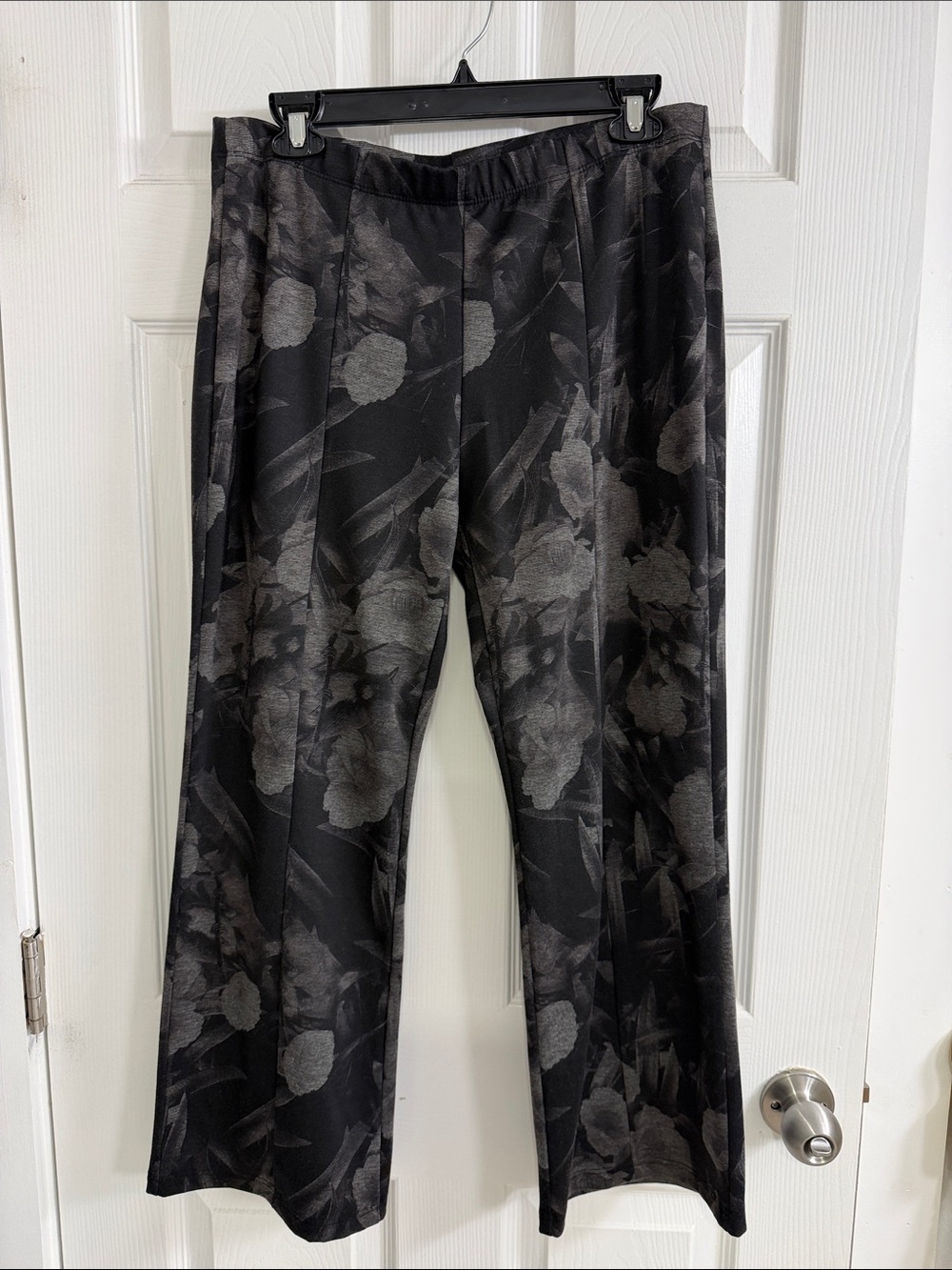 Black & Gray Floral Boot Cut Pants